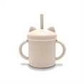 Bicchiere in Silicone con Manico e Cannuccia BEIGE